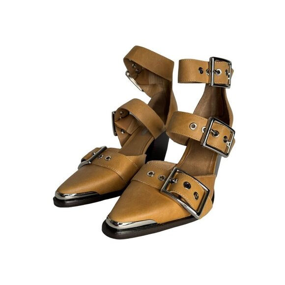 Free People X Jeffrey Campbell Hendrix Heels Tan Leather Size 6 NEW - Picture 3 of 7